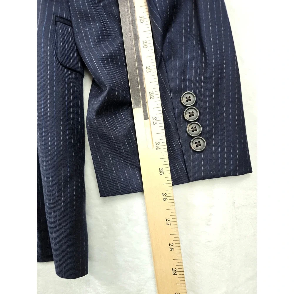 LRL Ralph Lauren Suit‎ Jacket Mens 44R Navy Blue Pinstripe Wool Blend Blazer